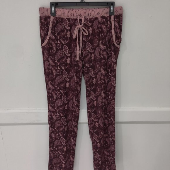 NWoT Lucky Brand Women's Drawstring Lounge Pants Burgundy Size S $85 FFF006 - Picture 1 of 2